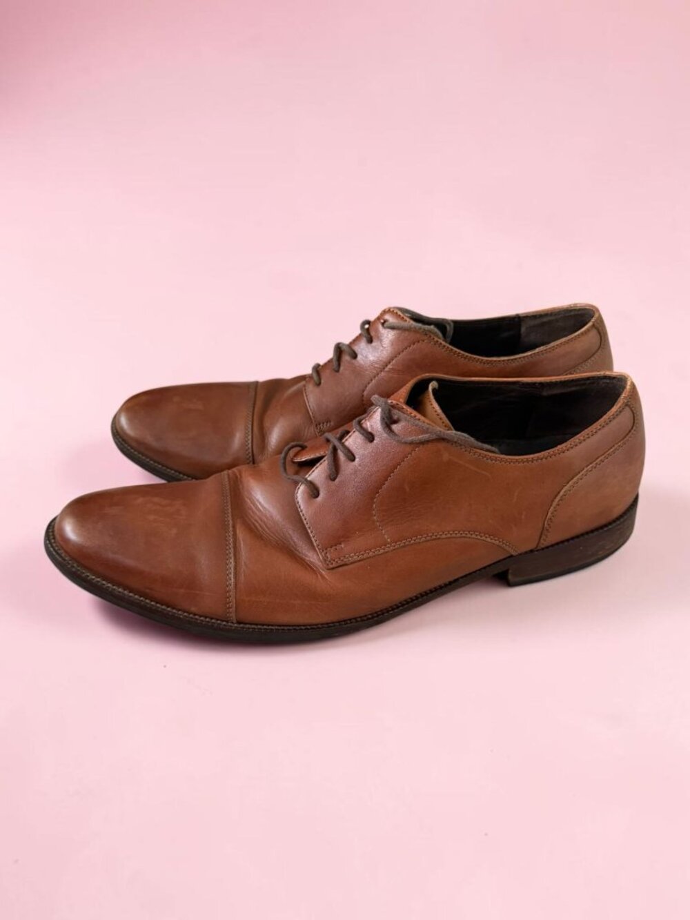COLE HAAN Men’s Tan Leather Oxfords Shoes Size 13